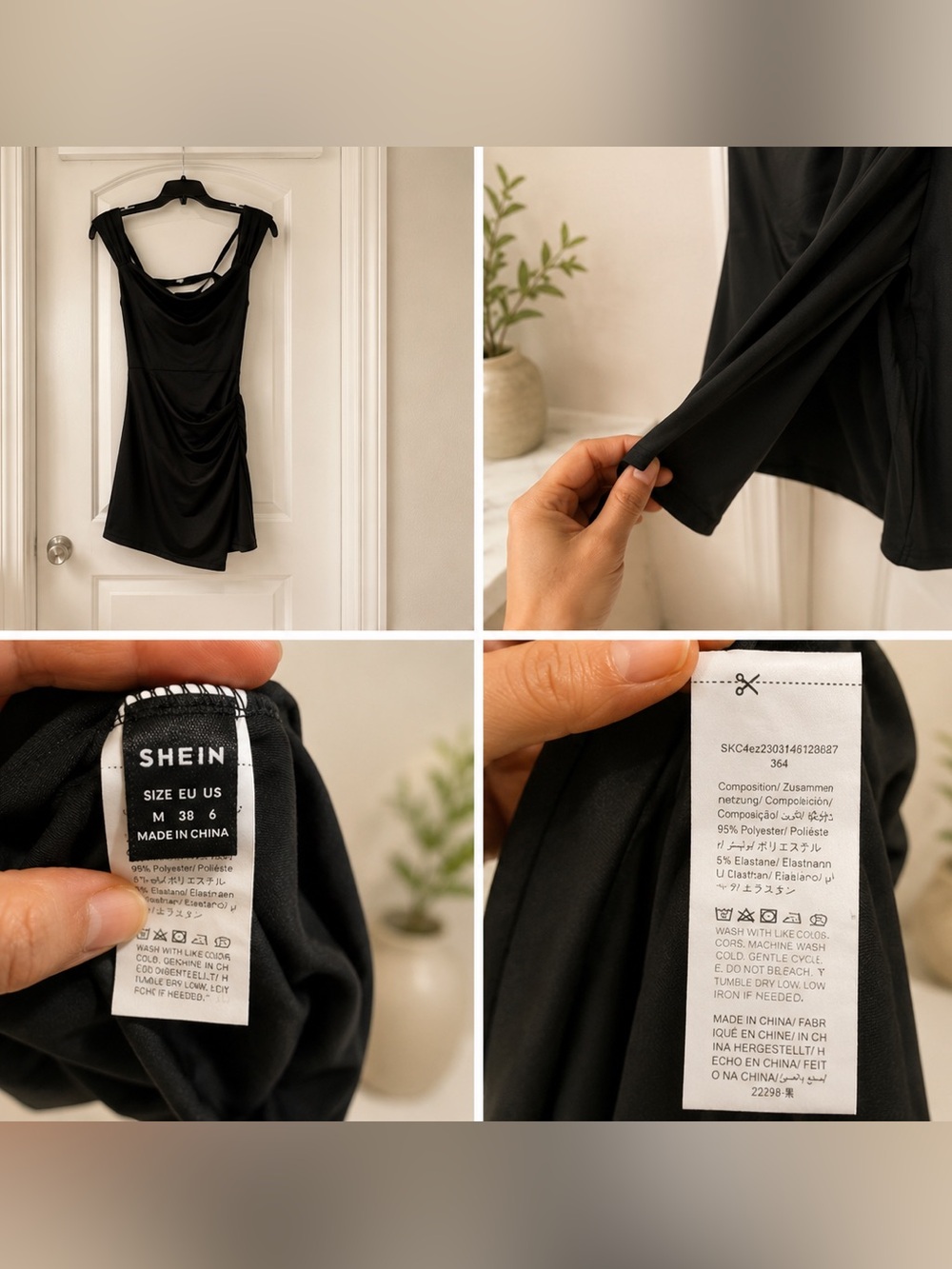 SHEIN Black Cowl Neck Open Back Mini Dress Size M - Picture 5 of 5